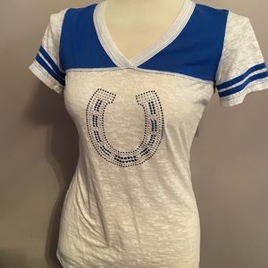 Colts tee blue rhinestone burnout